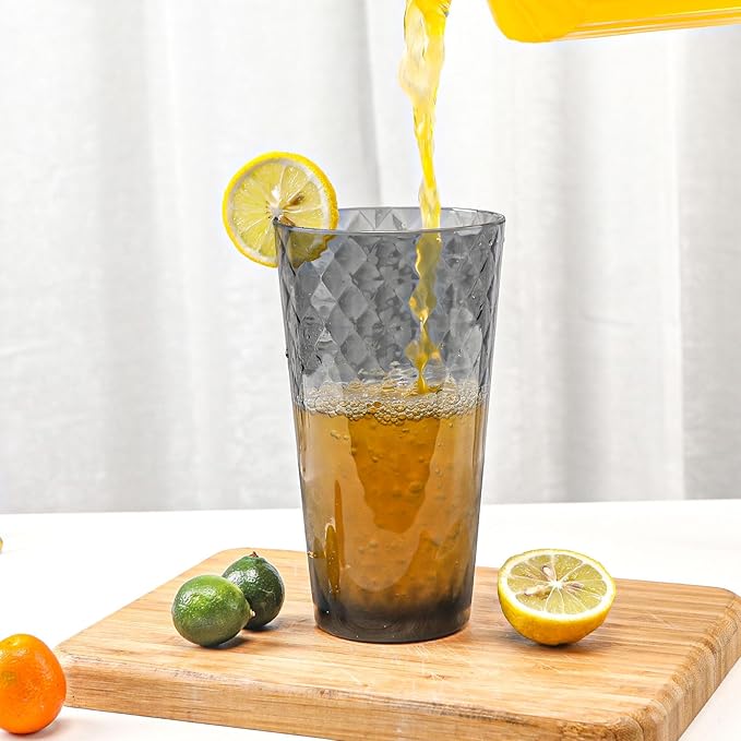 BPA-Free Plastic Tumblers 8 Pack (8x22oz) | Reusable Dishwasher Safe | Stackable Shatterproof Cups | Plastic Drinkware & Drinking Tumblers for Restaurant, Home, Party