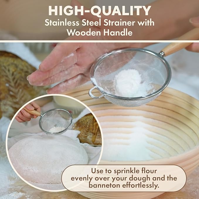 Bread Proofing Basket- 9-Inch Round Banneton Set Of 2- Sourdough Bread Baking Supplies complete tools- Dough Proofing Basket for Fermentation- With Linen Bread Bag + 16 Included Accessories For A Gift