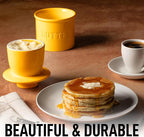Zulay Kitchen Porcelain Butter Crock With Lid & Knife - Authentic French Butter Dish For Fresh & Spreadable Butter - Yellow