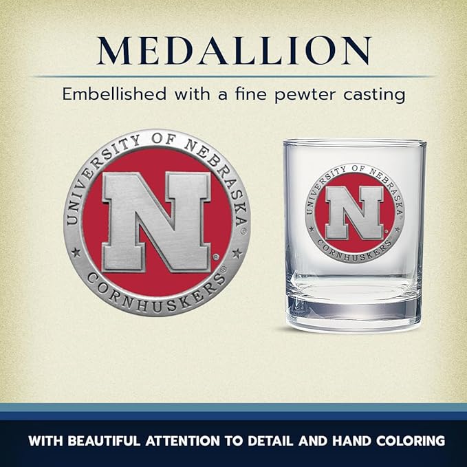 Heritage Pewter Nebraska Double Old Fashion | Double Rocks Glass 14 OZ for Liquor | Expertly Crafted Pewter Glass