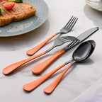 20-Piece Pink and Black Stainless Steel Silverware Set - Dinner Knives, Forks, Spoons - Dishwasher Safe