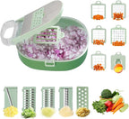 Vegetable Slicer and Chopper with Large Container Multifunction Mandoline Slicer Cutter with 10 Blades Food Chopper for Onion Potato