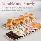 Prestee Disposable Gold Serving Trays for Parties, 3 Pack - Elegant Plastic Trays for Serving Food, 13x9 In. Dessert Platters, Gold Platters for Weddings, Holiday Events, Buffets, and Dessert Tables