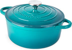Cast Iron Dutch Oven with Lid – Non-Stick Ovenproof Enamelled Casserole Pot – Sturdy Dutch Oven Cookware – Teal, 3.1-Quart, 22cm – by Nuovva