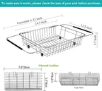 iPEGTOP Expandable Dish Drying Rack Organizer and Utensil Cutlery Holder, 304 Stainless Steel Over Sink Dish Rack, Dish Drainer in Sink or On Counter, Rustproof