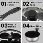 MARSKITOP Egg Poacher Pan Nonstick 4 Eggs, Poached Egg Pan Stainless Steel Poached Egg Cooker, Egg Poaching Pan PFOA Free, Poached Egg Maker with Nonstick Poached Egg Cups