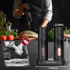 Electric Salt and Pepper Grinder Set,USB Rechargeable Automatic Grinder,Top-Refill Pepper Mill Grinder with Charging Base,Salt and Pepper Grinder with 110ml Large Capacity and LED,One-Hand Operation