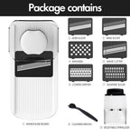 Cambom Mandoline Slicer Vegetable Slicer Spiralizer With 2 L Container for Potatoes, Tomatoes, Cucumbers, Carrots With 6 Blades White