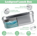 QTLCOHD 4 Pack 850ml Stainless Steel Lunch Box for Adults, 29oz Metal Bento Box with 2 Compartments, Leak-Proof Lunch Container with Lockable Clips, Metal Food Storage for Travel, Work