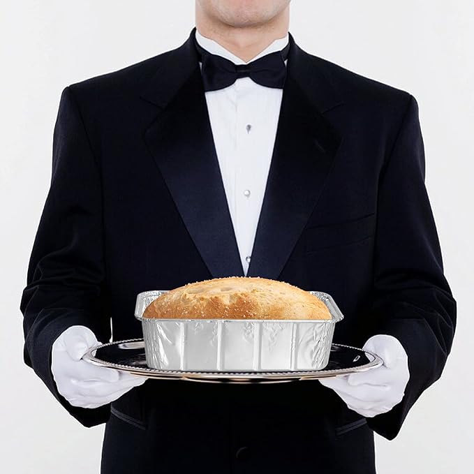 PARTY BARGAINS 3 Lb Aluminum Loaf Pan - 60 Pack, Heavy Duty Disposable Bread Pans for Perfect for Baking, Lasagna, Meatloaf & Food Serving (Max 240°C)