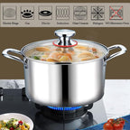 P&P CHEF 8 Quart Tri-Ply Stainless Steel Stock Pot, 8 Qt Stockpot Pasta Cooking Pot with Visible Lid for Soup Vegetable, Induction Cookware for All Stoves, Sturdy & Double Handle, Dishwasher Safe
