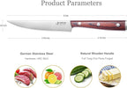 Premium Steak Knives Set of 6 in Gift Box - Polished Wood Handle, HC German Stainless Steel, Straight Edge Non Serrated - 4.8''Dinner Knife, Kitchen Tableware Knives Cutlery Set