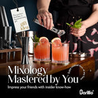 Barillio Black Bartender Kit – 23-Piece Stainless-Steel Cocktail Shaker Set with Premium Acacia Stand | Martini Barware Mixing Tools for Home Bartending | Gift Set