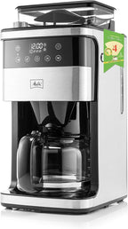 Melitta® Aroma Fresh™ Plus 10-Cup Automatic Drip, Programmable Coffee Maker with built in Burr Coffee Grinder, 5-Pack Coffee Filters included