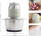 Green Food Processor,500W Electric Meat Grinder with 8 Cup Stainless Steel Bowl and 4 Sharp Blades, Food Chopper & Vegetable Chopper for home use,Meat Processor, Vegetables, Fruits and Nuts