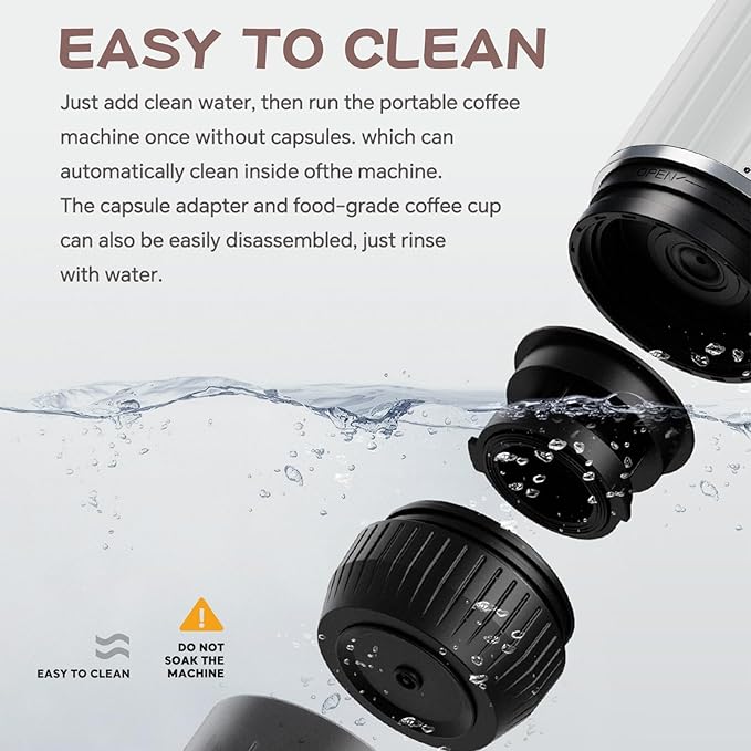 Portable Electric Espresso Machine, Travel Coffee Maker for Camping, Car Coffee Maker Self-Heating with USB-C, With Ground Coffee & NS Capsule for RV, Hiking, Office (White)