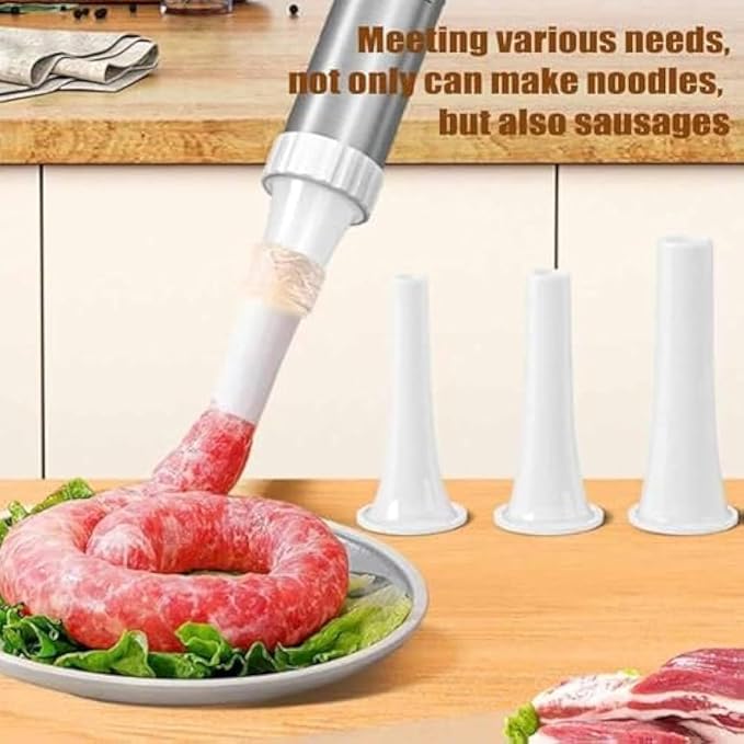 Idiyappam Maker Electric, 2025 New Summer Snow Idiyappam Maker, String Hopper Maker Electric, 5-in-1 Cordless Pasta Machine,Cutters and Sausage Stuffing Tube, with 5 Noodle Molds (White)