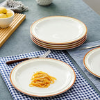 10.5-inch Porcelain Dinner Plate Set of 6 - Microwave, Oven and Dishwasher Safe, Scratch Resistant. (Cozy Orange)