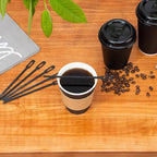 Restaurantware 5.8 Inch Coffee Stirrers 100 Disposable Coffee Stirring Sticks - Unique Keyhole Design For Hot And Cold Drinks Black PS Plastic Plastic Stir Sticks For Coffees and Cocktails