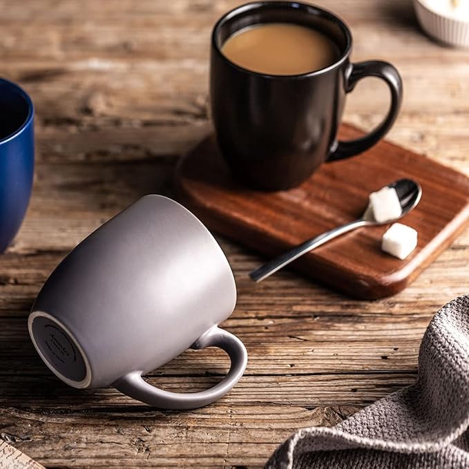 AmorArc 12oz Coffee Mugs Set of 6, Large Ceramic Coffee Mugs for Man, Woman, Dad, Mom, Modern Coffee Mugs Set with handle for Tea/Latte/Cappuccino/Milk/Cocoa. Dishwasher&Microwave Safe, Multi