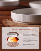 famiware Star 7.5" Pasta Bowls Set, Salad Bowl Set of 4, Double Reactive Glaze, Stackable, Perfect for Your Friend for Housewarming, Thanksgiving, Christmas, Matte White