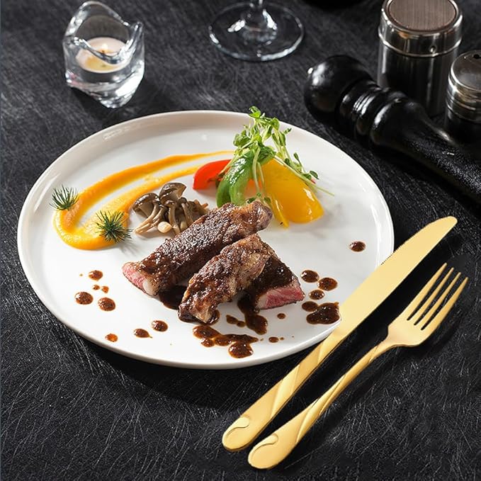 Gold Silverware Set for 12, 60-Piece Stainless Steel Flatware Set, Shiny Gold Metal Cutlery Set, Include Spoon, Fork and Knife Set, Dishwasher Safe