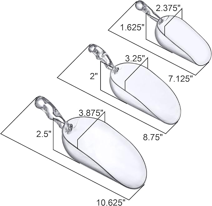 Amazing Abby - Elsa - Plastic Ice Scoops (6-Piece Set), Plastic Utility Scoops, 5/12/24-Ounce Capacity, BPA-Free, Food-Grade, Shatter-Proof, Perfect for Home and Commercial Use