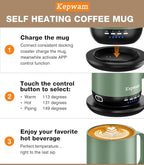 Heated Coffee Mug T1-14oz Fast Heating & Longer Battery Life Self Heating Coffee Mug Hot to 149℉ - Touch & App Controlled Mug Coffee and Hot Beverage Warmer, Gifts for Women and Men