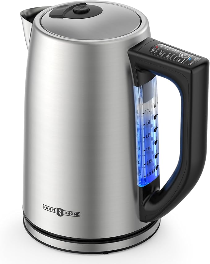 Electric Kettle Temperature Control, 1.7L Tea Kettle Electric with 6 Temperature Settings, 1500W Cordless Hot Water Boiler Heater, Strix Thermostat, Touch Control, Auto-Shutoff, Boil-Dry Protection