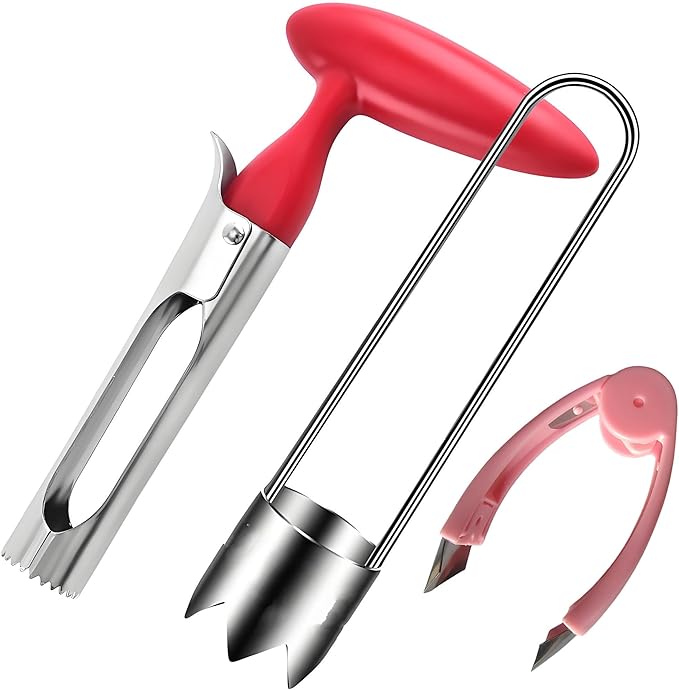 Fruit and Vegetable Corer Pepper Seed Apple Remover Bell Pepper Tomato Corer Tool Stainless Steel Kitchen Gadget (PepperAppleStrawberry corer B)