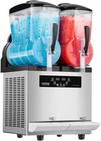 VEVOR Commercial Slushy Machine, 12Lx2 Double Tank Frozen Drink Machine, 96 Cups Stainless Steel Margarita Smoothie Frozen Drink Maker, Slushie Maker for Home Party Restaurants Cafe Bars