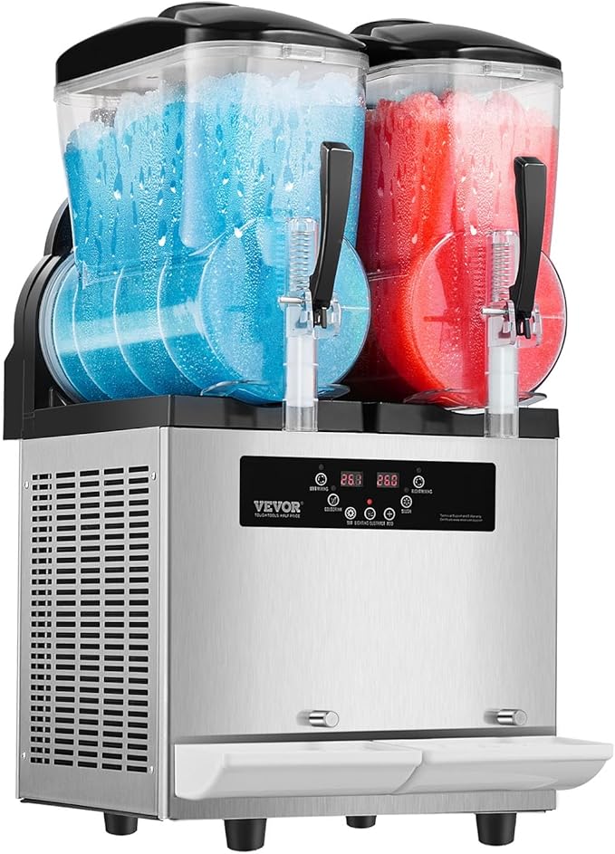 VEVOR Commercial Slushy Machine, 12Lx2 Double Tank Frozen Drink Machine, 96 Cups Stainless Steel Margarita Smoothie Frozen Drink Maker, Slushie Maker for Home Party Restaurants Cafe Bars