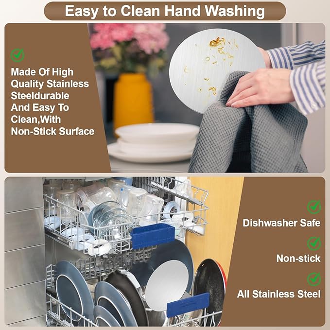 Stainless Steel Burger Press, 6.3" NonStick Hamburger Smasher Tool & Grill Press, 1.32lbs Grill Press with Wood Handle for Blackstone Camp Chef Pitboss Weber Griddle Grills(Round)