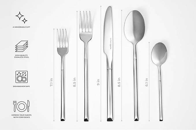 Premium 20-Piece Flatware Set for 4 | Mirror-Polished Stainless Steel Silverware Utensils | Modern Cutlery, Dishwasher Safe | Gift Package for Weddings, Housewarming Tableware