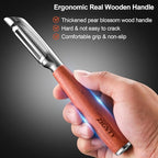 Vegetable Peeler Stainless Steel, Premium Potato Peelers for Kitchen, Ultra Sharp Rotary Blade Fruit & Veggie Peeler, Apple Peeler, I Shaped Peeler Real Wood Non-Slip Handle（5 Years Warranty）