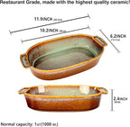 10"x6" Oval Casserole Dish, 33 oz Ceramic Au gratin Baking Dish, Baking Pan with Handles or for mixing, salad, pasta plate, Best gift for those who love baking, Microwave, Oven safe