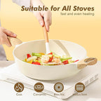 SENSARTE Ceramic Nonstick Frying Pan Skillet with Lid, 13.3 Inch Large Deep Frying Pan, 6 Qt Saute Pan, Induction Pan, Healthy Non Toxic Cooking Pan with Helper Handle, PFOA PFAS PTFE Free