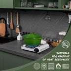 Overmont Enameled Cast Iron Dutch Oven - 5.5QT Pot with Lid Cookbook & Cotton Potholders - Heavy-Duty Cookware for Braising, Stews, Roasting, Bread Baking green