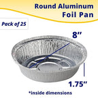 IDL Packaging 9" Round Aluminum Foil Pans (Pack of 25) - 1.75" Deep, Angled Walls - For Roasting, Baking, Cooking, Freezing - Disposable Aluminum Food Containers - Pie & Tart & Leftover