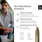 LARS NYSØM Stainless Steel Insulated Water Bottle 12 oz 17 oz 25 oz 34 oz 51 oz | Insulated Thermo Flask for Hot and Cold Beverages | Leakproof Drinking Bottle (Mustard Yellow, 25.4 oz)