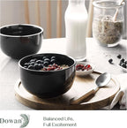 DOWAN 5.8" Deep Soup Bowls & Cereal Bowls - 30 Ounces Large Bowls Set of 4 for Kitchen - Ceramic Bowls for Cereal, Soup, Oatmeal, Salad, Ramen, Noodle, Rice - Dishwasher & Oven Safe (Black)