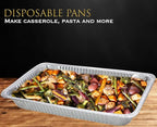EHOMEA2Z Large Aluminum Pans With Lids Disposable Full Heavy Duty Roasting, Broiling, Baking, Catering Pans 21x13x3 (30, Full-Size w/Lids)