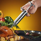 Meat Injector Syringe 2-oz Marinade Flavor Barrel 304 Stainless Steel with 3 Marinade Needles, Travel Case for BBQ Grill Smoker, Turkey, Brisket, Paper Instruction and E-book Included by JY COOKMENT