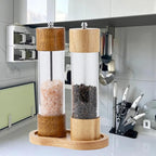 Salt and Pepper Wooden Mill Rest, Wood Colours Pepper Grinder Tray, Work Surface and Dining Table Protector (Pepper Mill not Included)