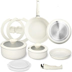 13Pcs Nonstick Cookware Set, Aluminum Nonstick Pots and Pans with Lids & Detachable Handle, Non-toxic Healthy Kitchen Cooking Sets, PFAS and PFOA Free