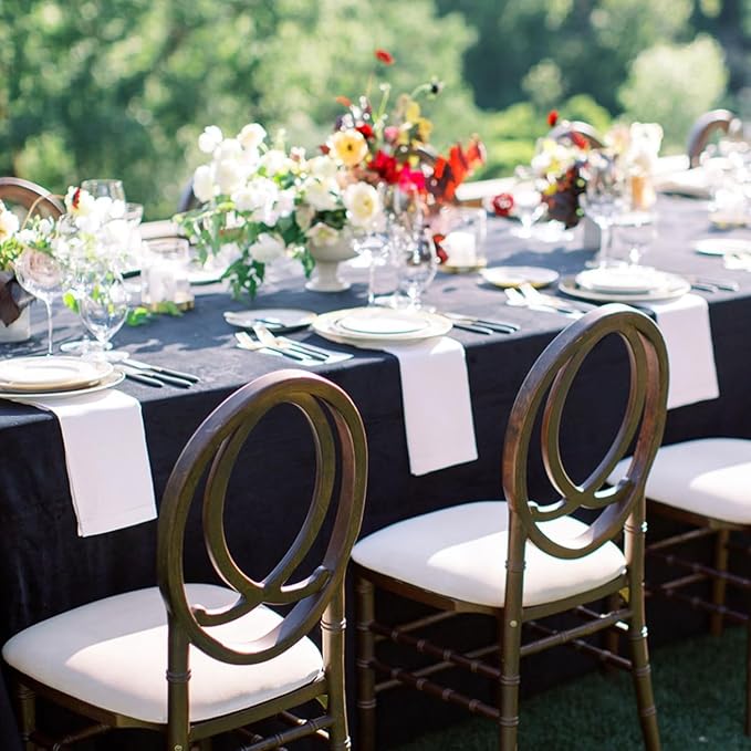 sancua 10 Pack Black Tablecloth 60 x 84 Inch, Rectangle Table Cloth for 4ft Tables - Stain and Wrinkle Resistant Washable Polyester Table Cover for Dining Wedding Banquet Party Buffet Restaurant