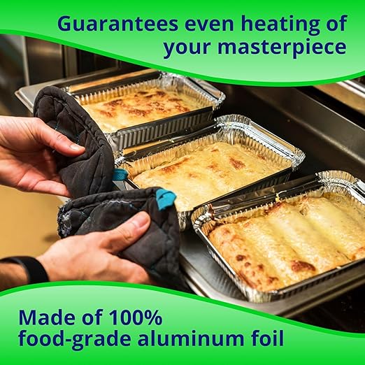 IDL Packaging Half-Size Aluminum Steam Table Pans with Lids - Shallow, 13" x 11" x 1.5" (pack of 10) - Disposable Foil Pan for Grilling, Roasting, BBQ, Cooking, Baking, Freezing