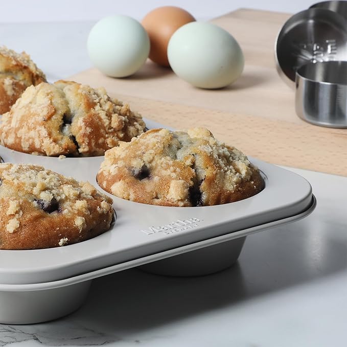 Martha Stewart Gallen 6 Cup Nonstick Carbon Steel Muffin/Cupcake Pan - Cool Grey