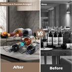 Black Wine Racks Countertop 9 Bottle,Geometric Stainless Steel Wine Bottle Holder,Compact Small Wine Rack for Cabinet Pantry Bar Table No Assembly Required