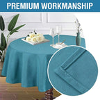 H.VERSAILTEX Linen Textured Table Cloths Round 70 Inch Premium Solid Tablecloth Spill-Proof Waterproof Table Cover for Dining Buffet Feature Extra Soft and Thick Fabric Wrinkle Free, Teal